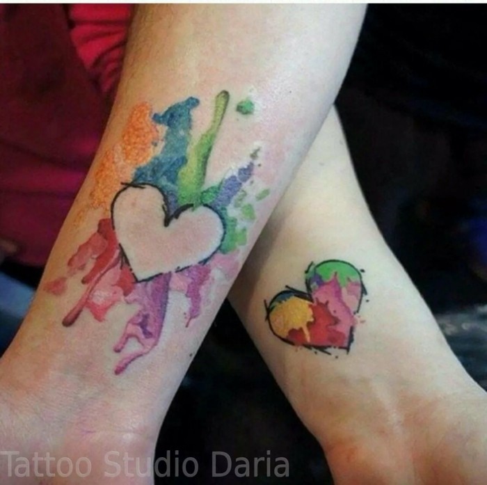 partner tattoos mit wasserfarben