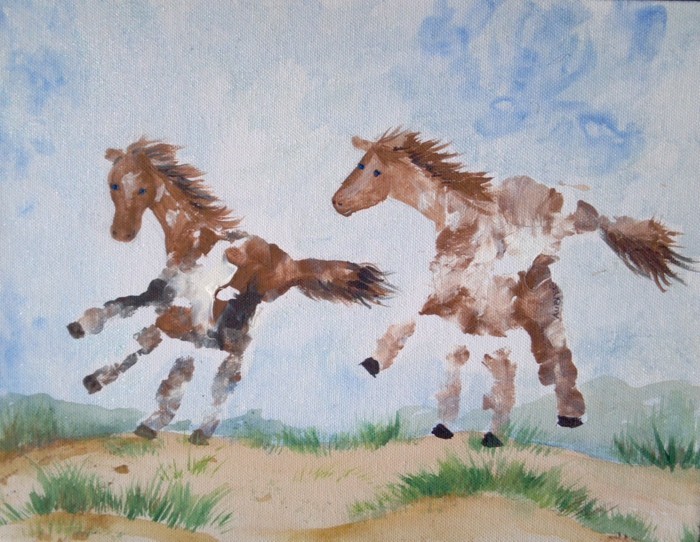 pferde mit kindern malen