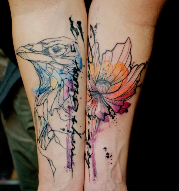 ideen für watercolor tattoo