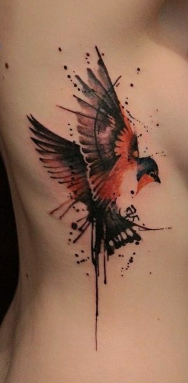 watercolor tattoo mit vogel