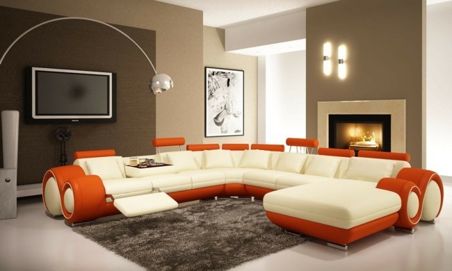 designer sofas orange weiss