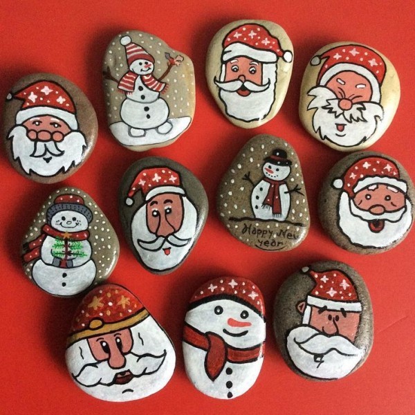basteln mit kindern weihnachtsdekoration steine bemalen