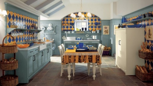 küchendeko stilvolle accessoires in blau und gelb