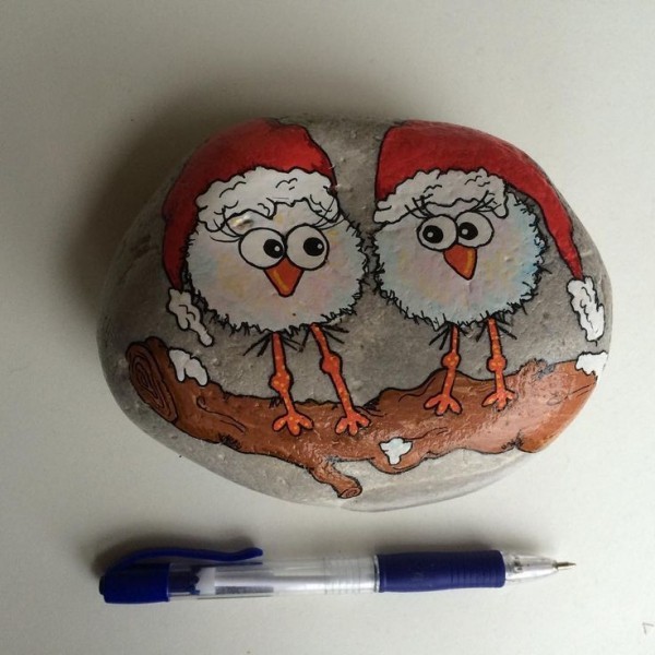 lustige steine bemalen weihnachtsdeko ideen