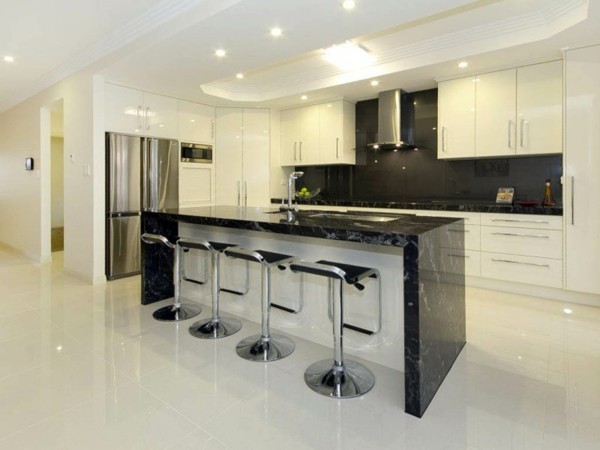 moderne küchenbar marmor schwarz weiß