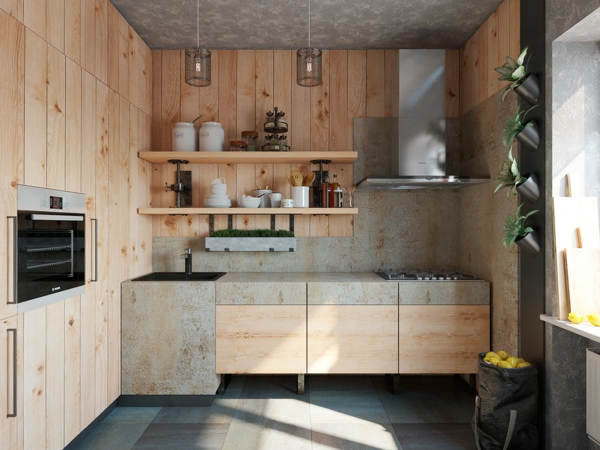 moderne kücheneinrichtung holzküchen kleine küche einrichten