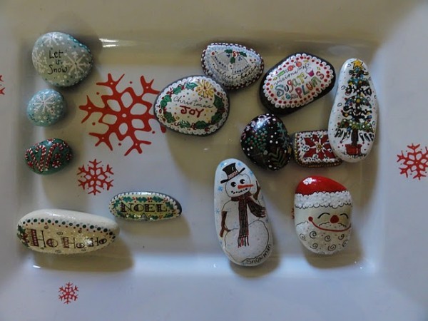 weihnachtsgeschenkideen weihnachtsbasteln ideen dekoideen weihnachten steine bemalen
