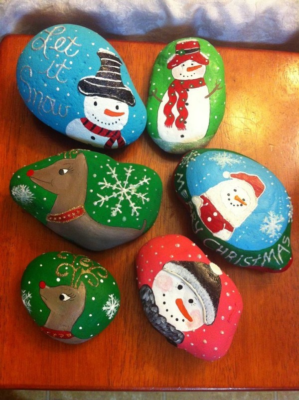 weihnachtsbasteln weihnachtlich dekorieren steine bemalen