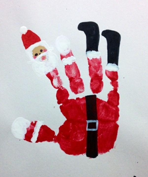 weihnachtsmann motiv handabdruck weihnachtskarte