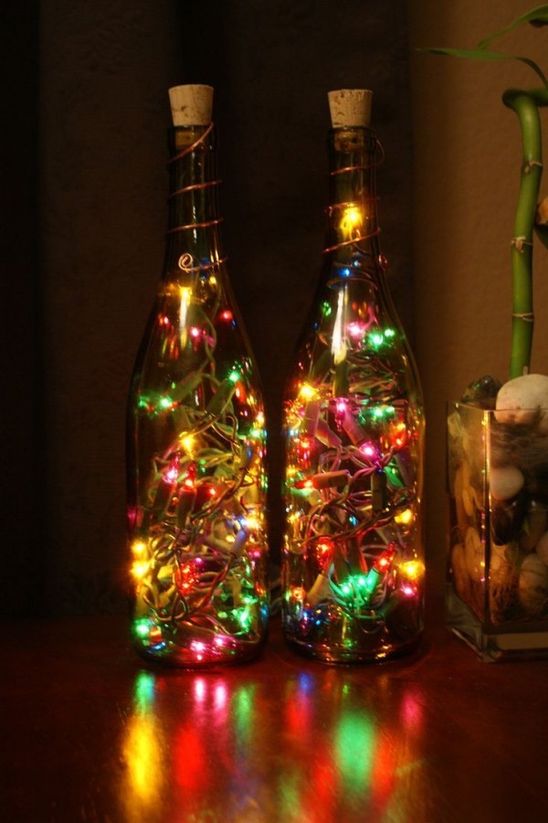 Glasflaschen Weihnachtsdkeoration anleitung tipps