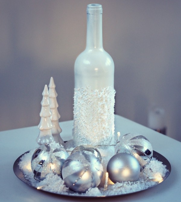 Glasflaschen Weihnachtsdkeoration basteln anleitung tipps
