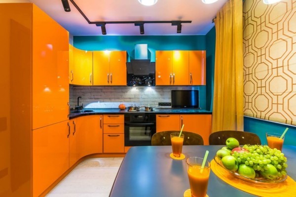 einrichtungsideen küche küchengestaltung orange