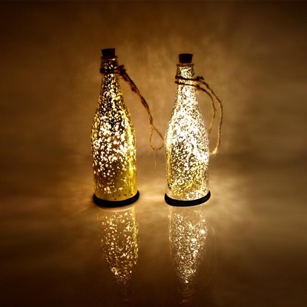 lichtgestaltung Glasflaschen Weihnachtsdkeoration basteln anleitung tipps
