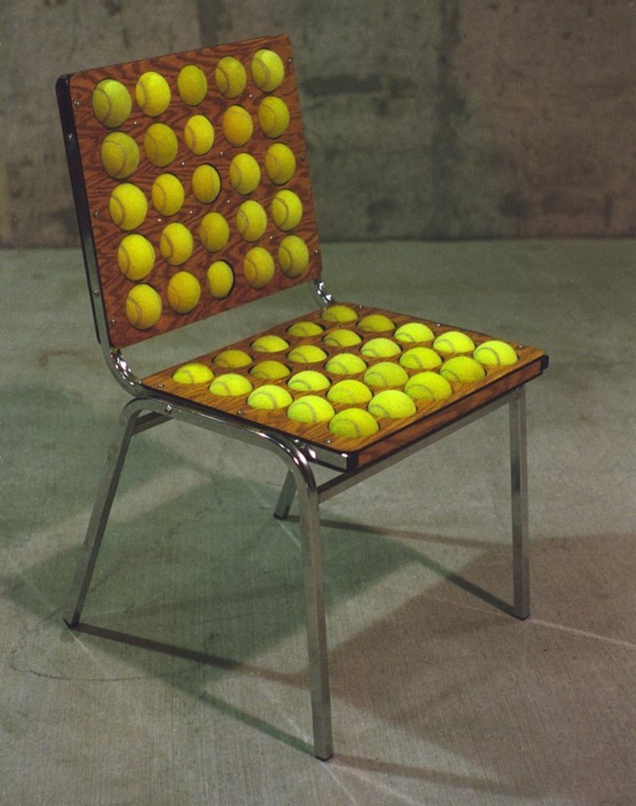 stuhl Dekoration anleitung Tennisball gesicht basteln