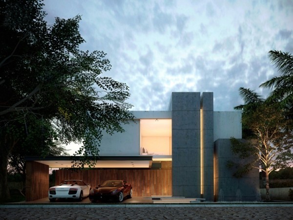 Moderne Architektur mit grauen Ziegeln