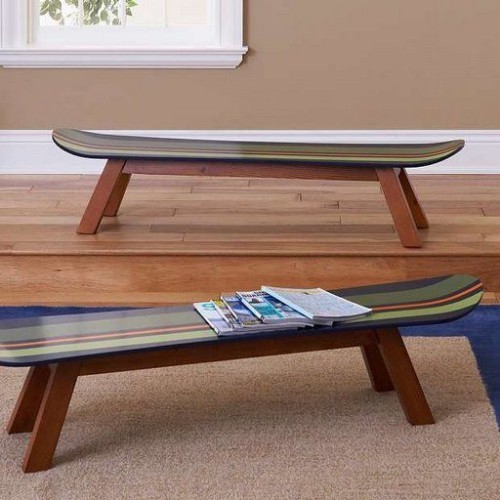 Sitzbank aus Skateboards