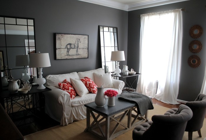farbideen wohnzimmer grautöne graue wandfarbe