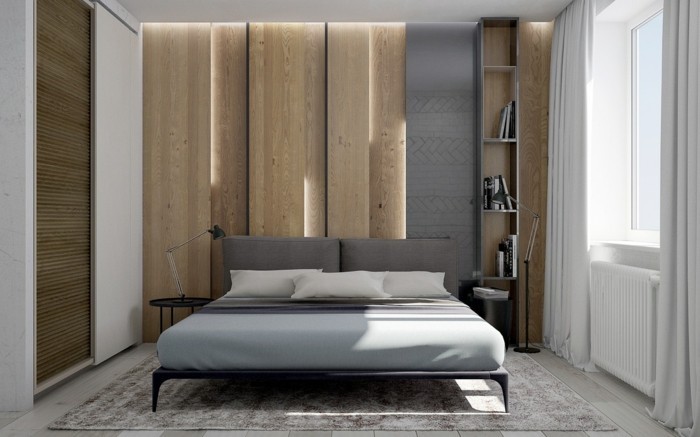 Holzwand mit Holzplatten
