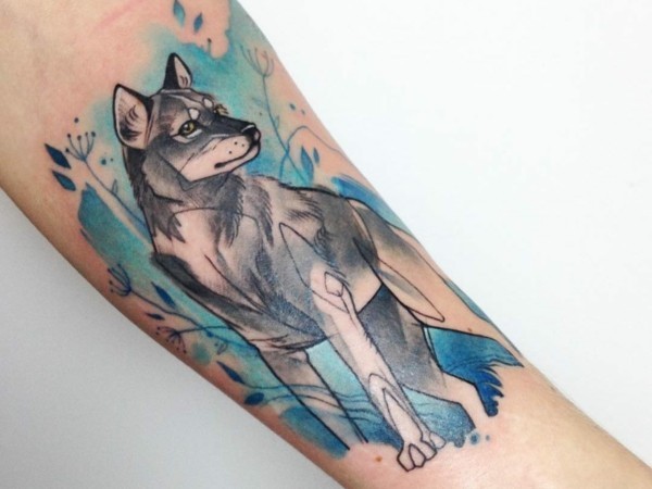watercolor tattoo ideen wolf tattoo bedeutung