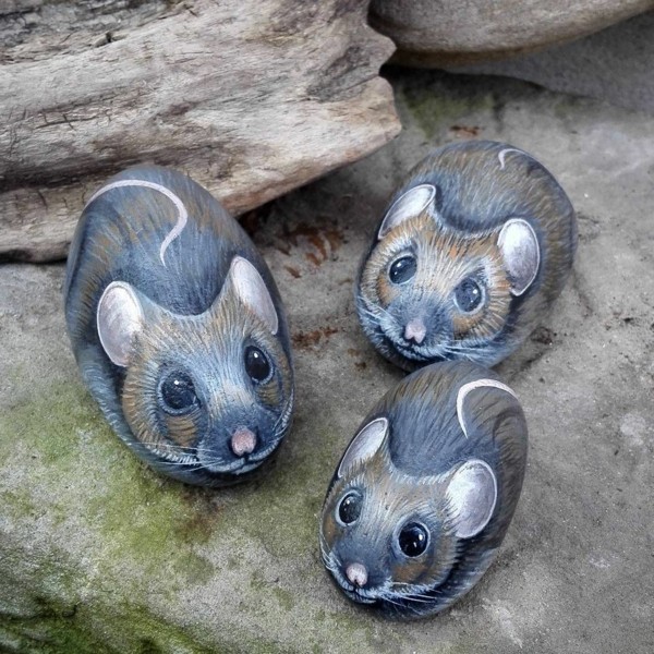 Steine bemalen set tiere mäuse