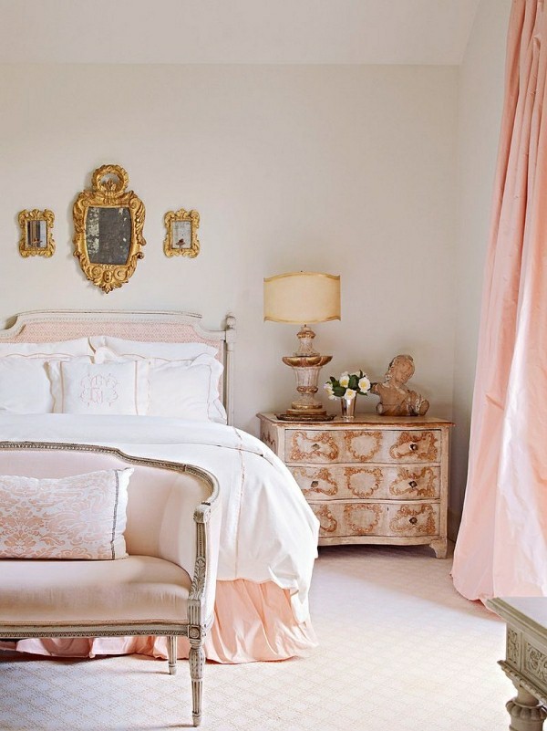 schlafzimmer einrichten gardinen in rosa