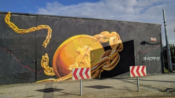 Street art goldenes motiv