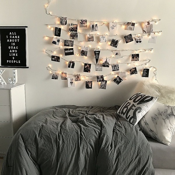 wall decor lights Elegant 22 Ways To Decorate With String Lights For The Coolest Bedroom