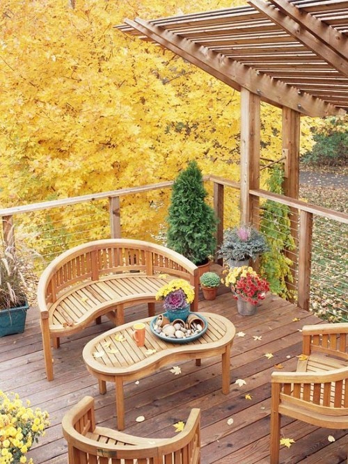 Veranda Balkon Herbst Sessel Möbel
