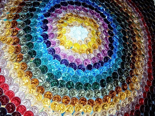 Basteln mit Kaffeekapseln bunte mosaik