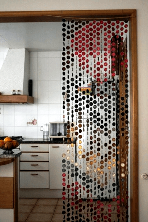 Basteln mit Kaffeekapseln vorhang in der küche