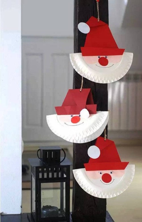 Basteln mit Pappteller weihnachtsmänner einfach machen