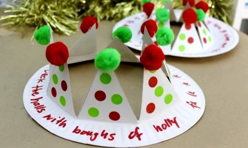 Basteln mit Pappteller weihnachtliche kronen
