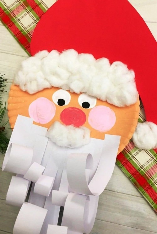 Basteln mit Pappteller weihnachtsmann papierbart