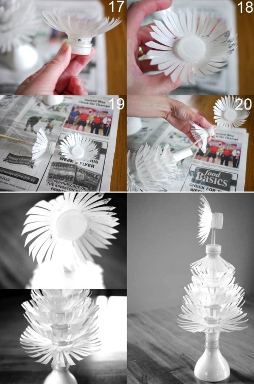 Basteln mit Plastikflaschen christbaum weiß