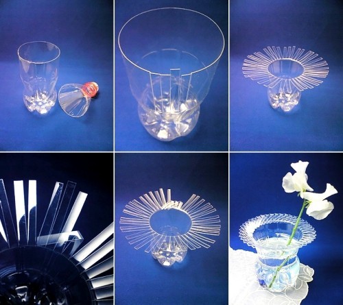 Basteln mit Plastikflaschen elegante vase