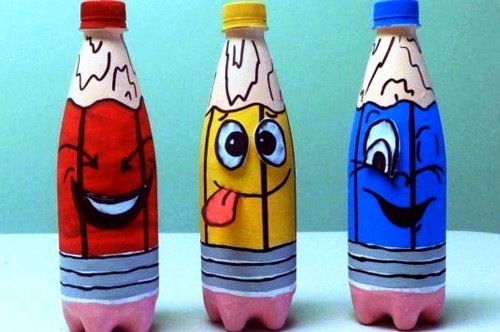 Basteln mit Plastikflaschen gesichter malen