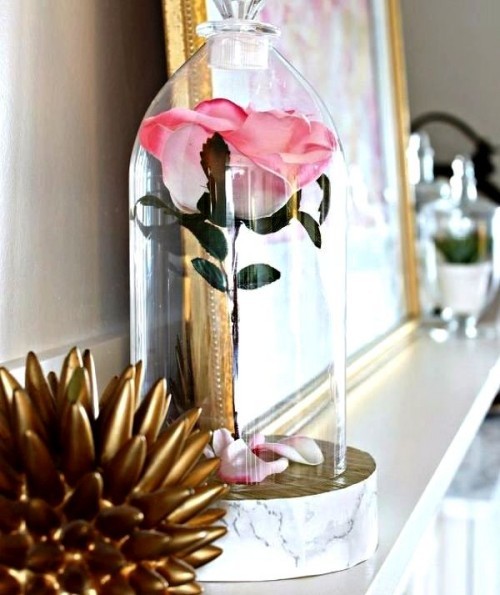 Basteln mit Plastikflaschen rose unter glas die schöne und das beast