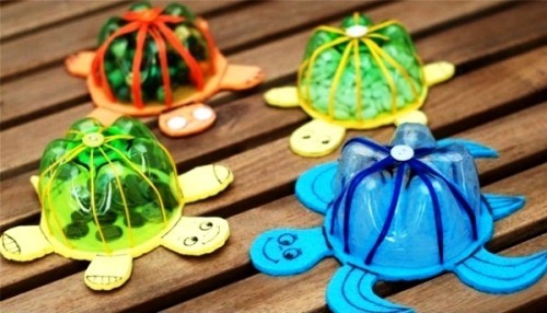 Basteln mit Plastikflaschen schildkröten