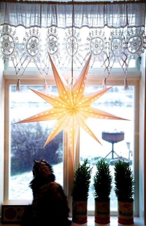 Beleuchtete Weihnachtssterne fürs Fenster papierstern