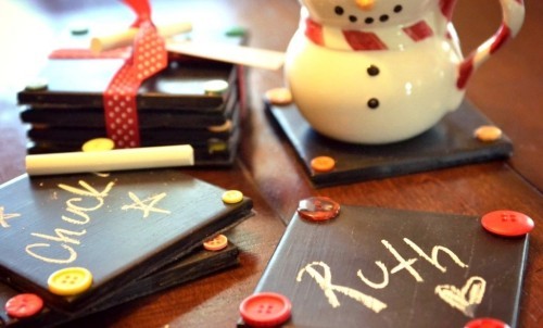 Kreative Weihnachtsgeschenke selber machen untersetzer schwarztafel