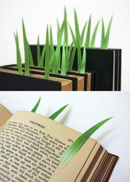 Lesezeichen selber machen papier gras