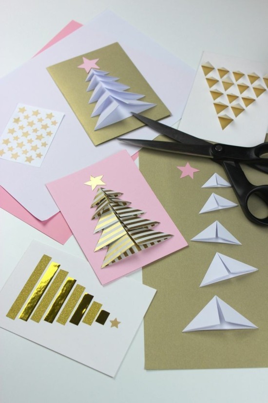 basteln mit papier weihnachtskarten selber basteln