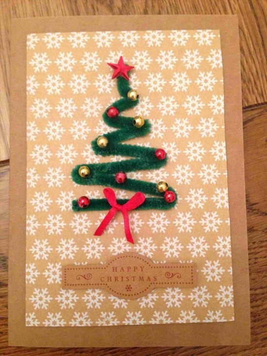 weihnachtskarte selber basteln mit pfeifenputzer