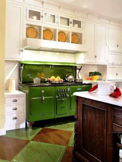 Retro Küche einrichten grün und braun in der einrichtung