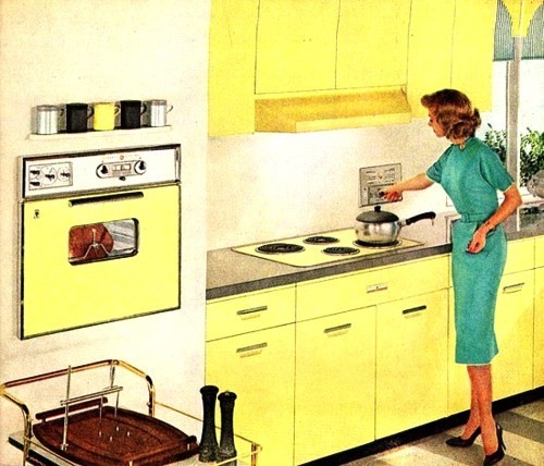 Retro Küche einrichten in gelb aus altem magazine