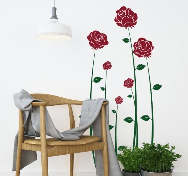 Wandtattoo rote rosen fürs wohnzimmer