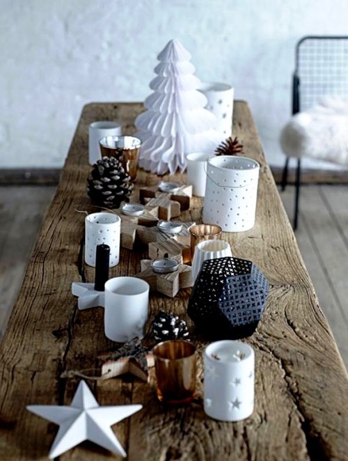 Weihnachtssterne aus Holz skandi tischdeko