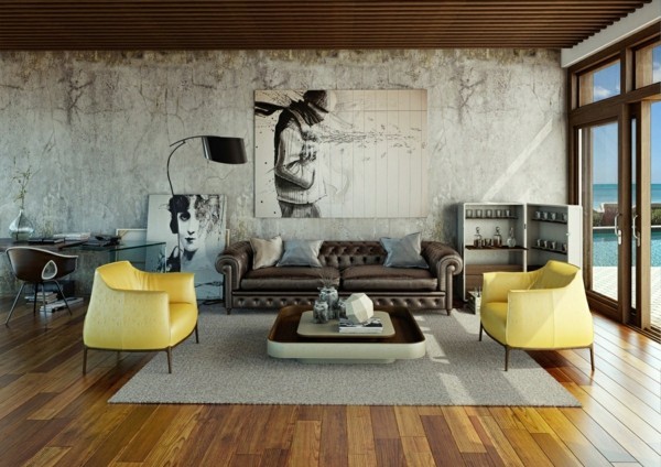 coole ideen für look wohnzimmer chesterfield sofa