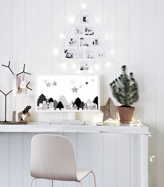 heimbüro dekorieren skandinavische weihnachtsdeko