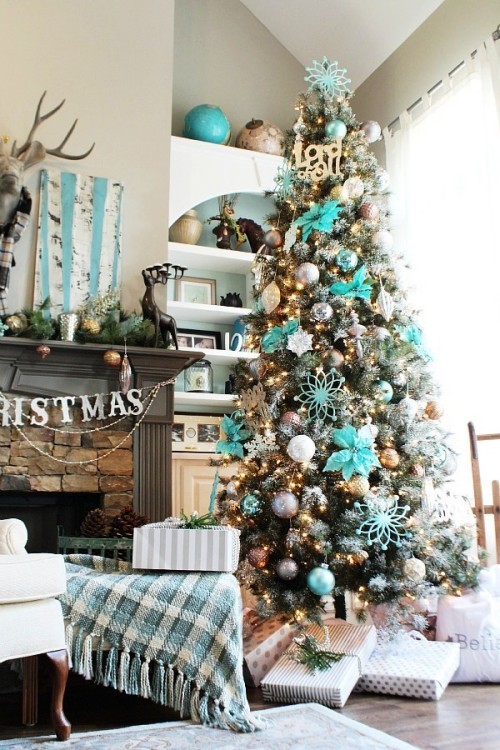 künstlicher Weihnachtsbaum blaue deko großer baum